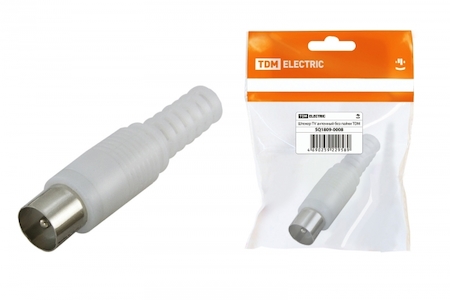 TDM ELECTRIC SQ1809-0008 Штекер TV антенный пласт. без пайки белый, инд. упаковка TDM